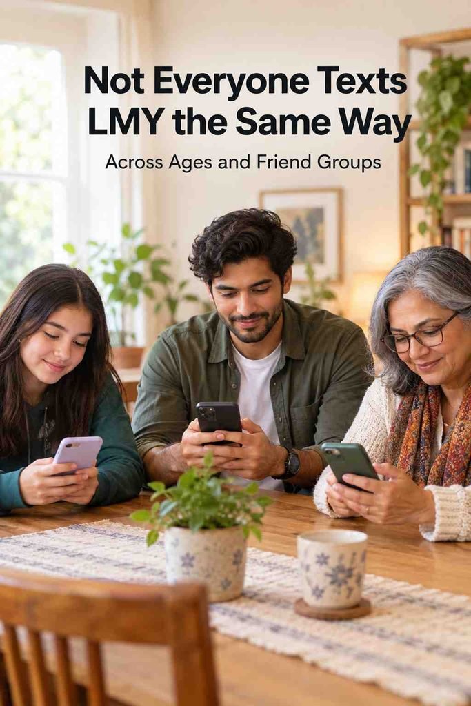 Different generations texting showing lmy meaning in text usage