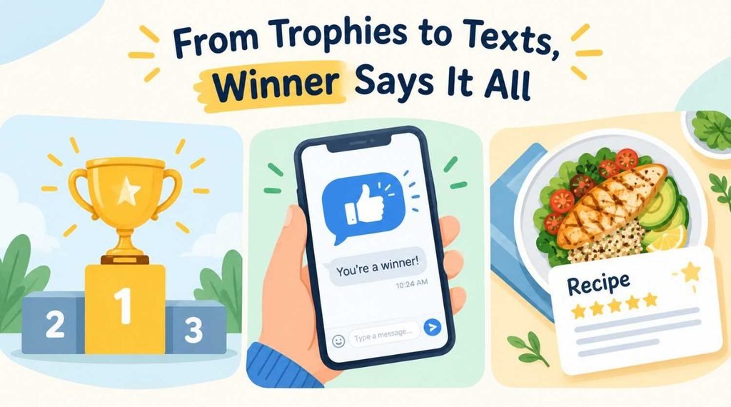 Everyday uses of the word winner shown for the winner or winer topic