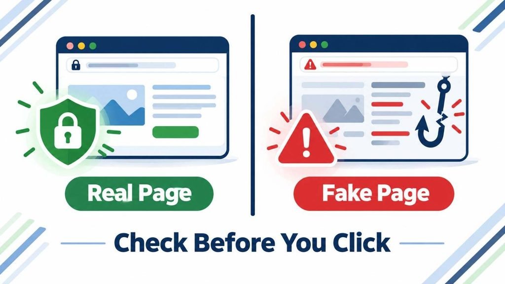 Real versus fake page comparison to help with the stripesblog contact Frank Fisher safety checks