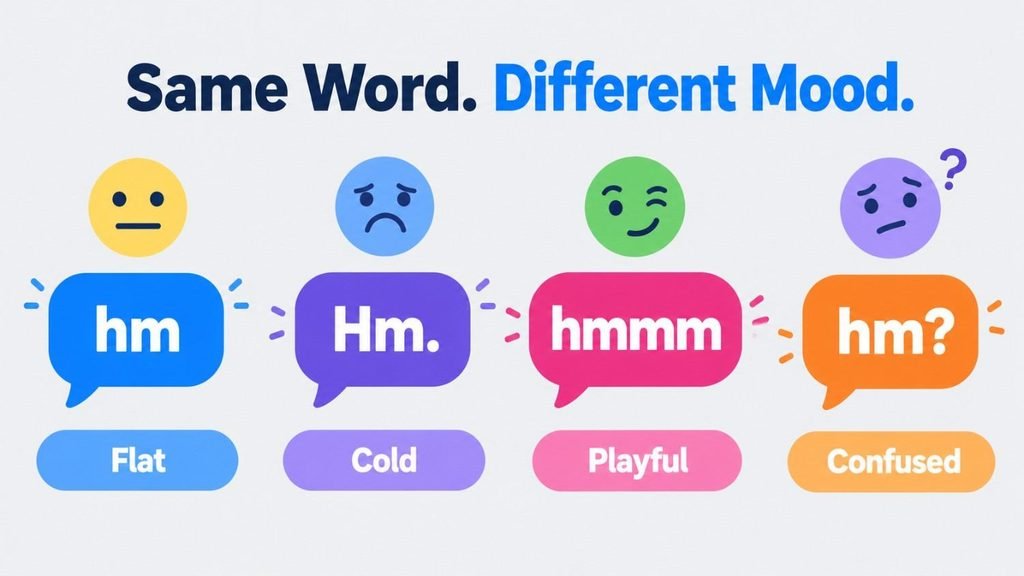 Chart showing how hm mean in a text changes with tone from flat to playful