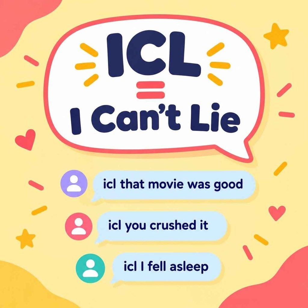 What does ICL mean in text? Graphic showing ICL stands for “I can’t lie” with three chat examples