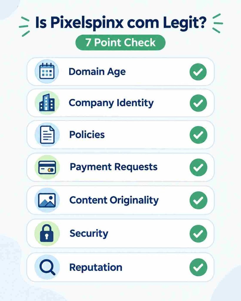 Seven point checklist to decide if pixelspinx com is legit, from pixelspinx com reviews guide