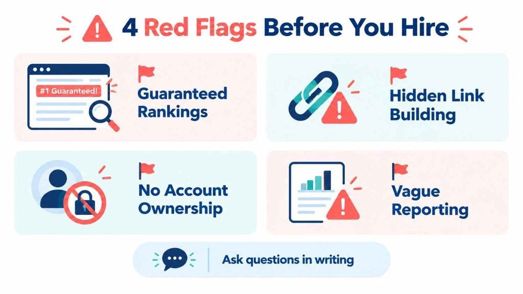 Red flags to avoid when hiring an SEO agency in USA Glorvix or any other agency