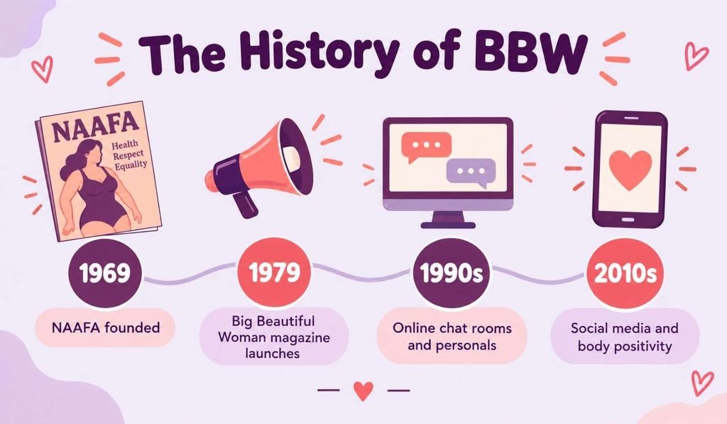 BBW meaning timeline from the 1979 magazine launch to today’s social media culture