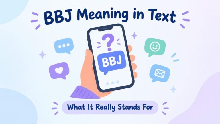 BBJ meaning in text shown as a phone chat bubble with a question mark