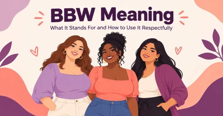 BBW meaning guide illustration showing three confident women celebrating body positivity
