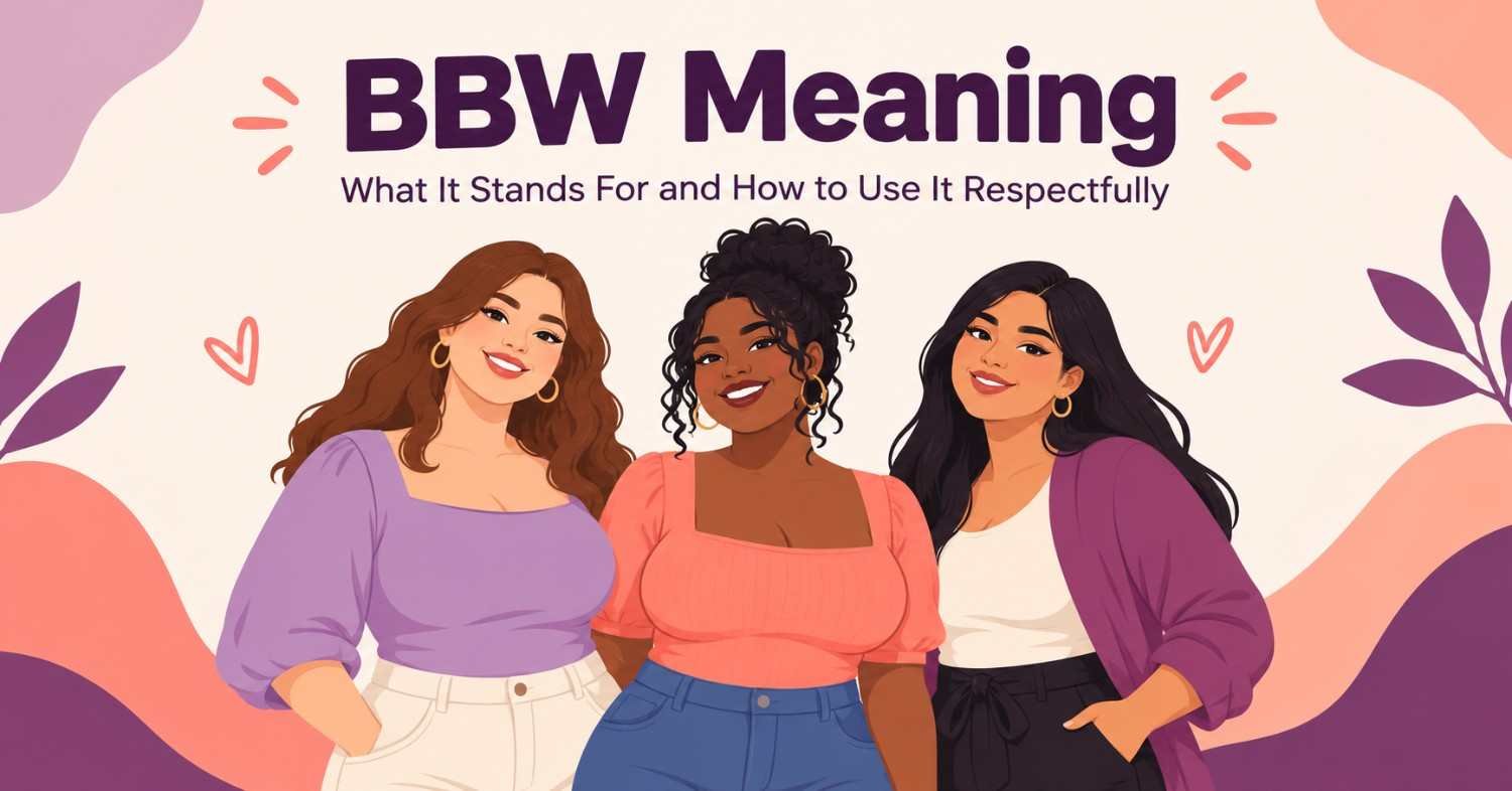 BBW meaning guide illustration showing three confident women celebrating body positivity